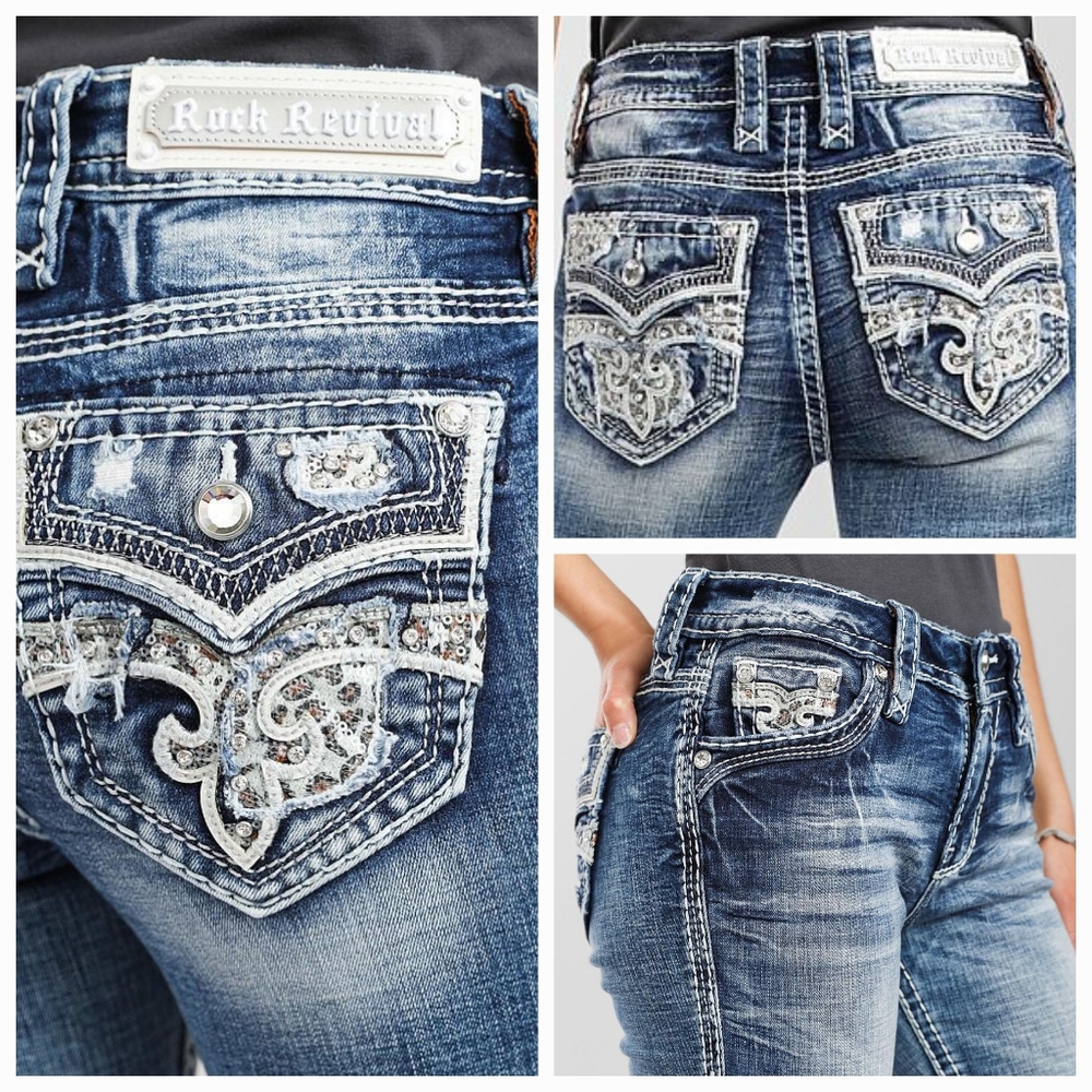 🐆NeW!!🐆 ROCK REVIVAL CELINDA CHEETAH ANIMAL PRINT STRAIGHT JEANS SIZE 27